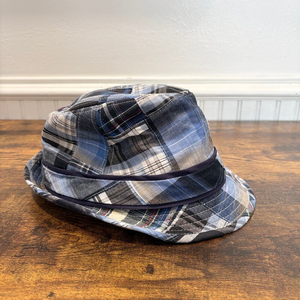 Tommy Bahama La Marque Trilby Fedora Blue Plaid Madras Cotton Summer Vacation - Picture 3 of 10